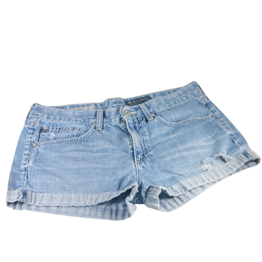 Adriano Goldschmied Womens The Pixie Roll Up Short Light Blue Distressed‎ EUC